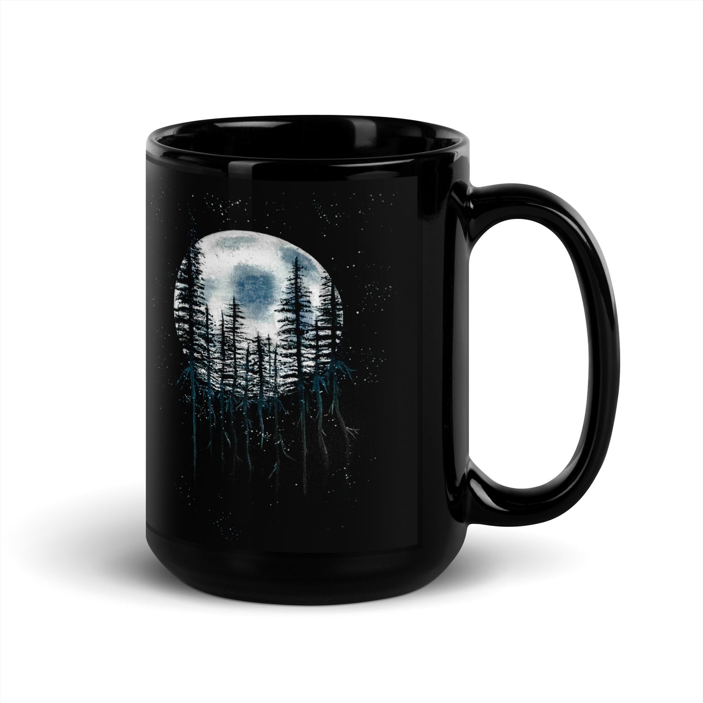 "Roots" - Moon Black Glossy Mug