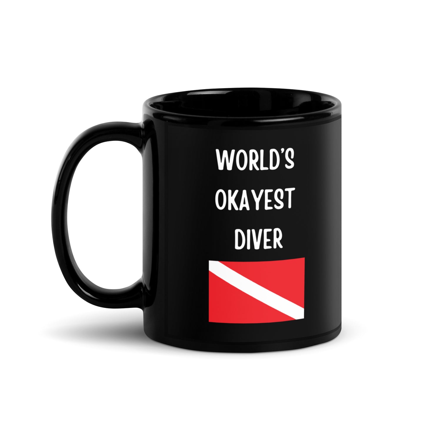 World's Okayest Diver - Black Glossy Mug