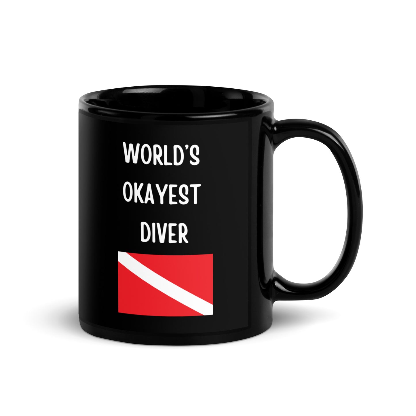 World's Okayest Diver - Black Glossy Mug