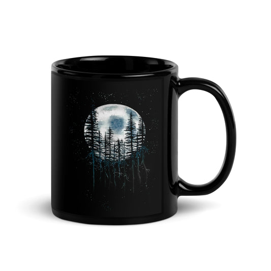 "Roots" - Moon Black Glossy Mug