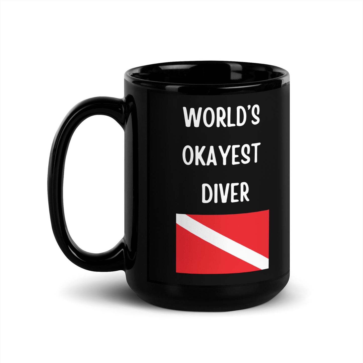 World's Okayest Diver - Black Glossy Mug