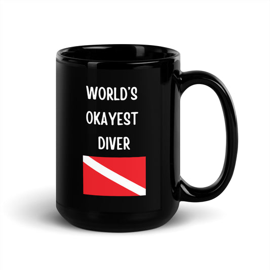 World's Okayest Diver - Black Glossy Mug