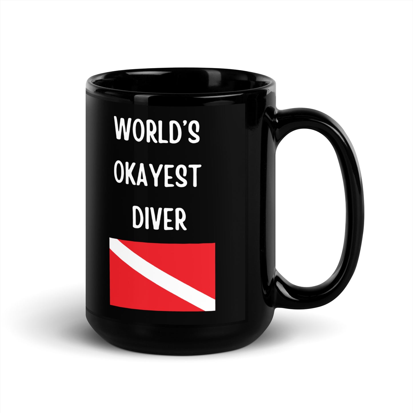 World's Okayest Diver - Black Glossy Mug