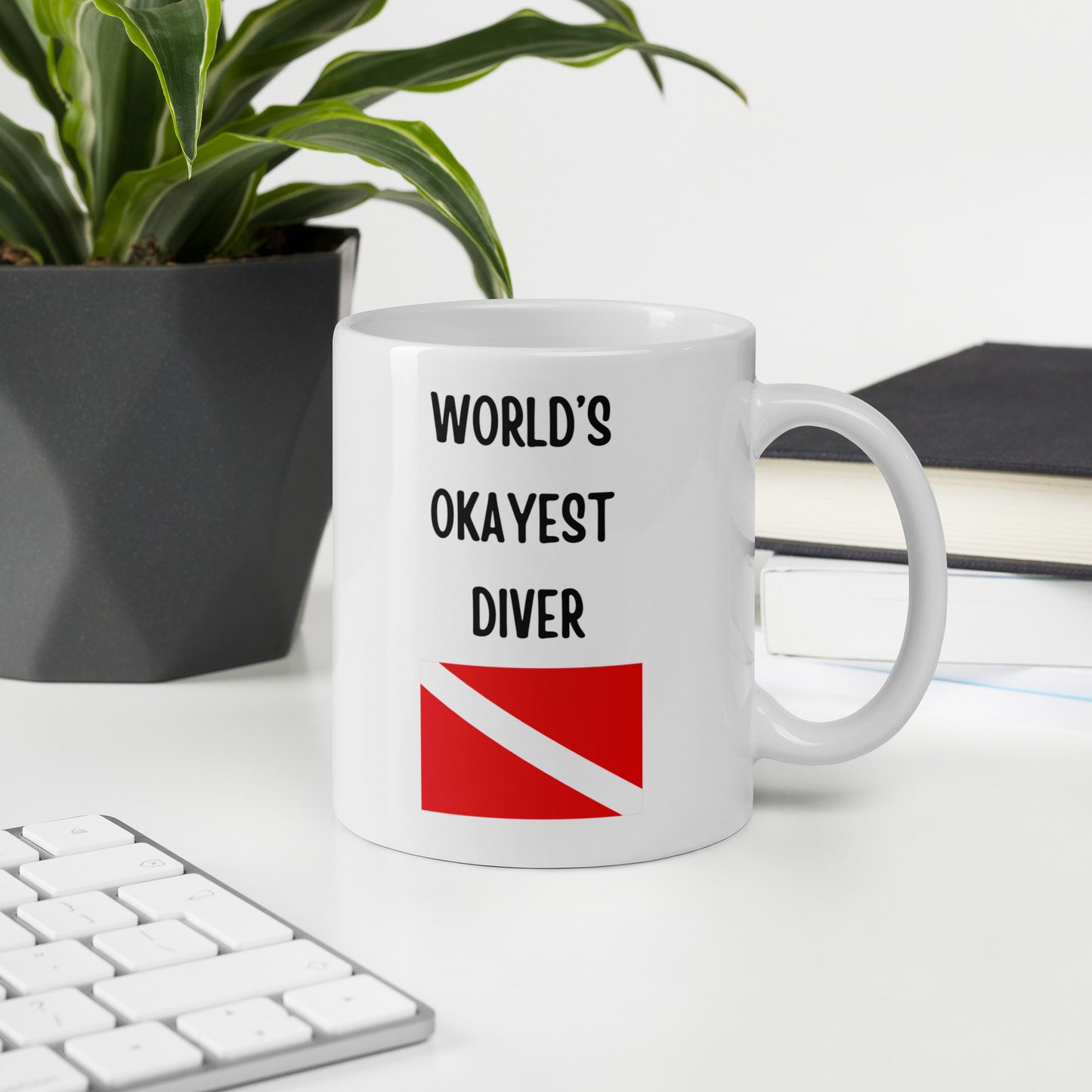 World's Okayest Diver - White glossy mug