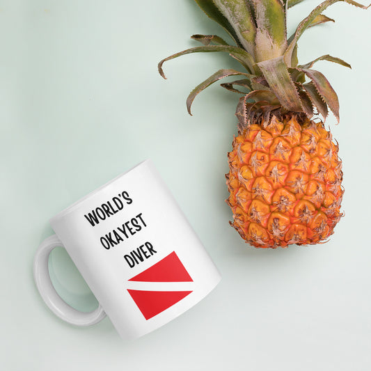 World's Okayest Diver - White glossy mug